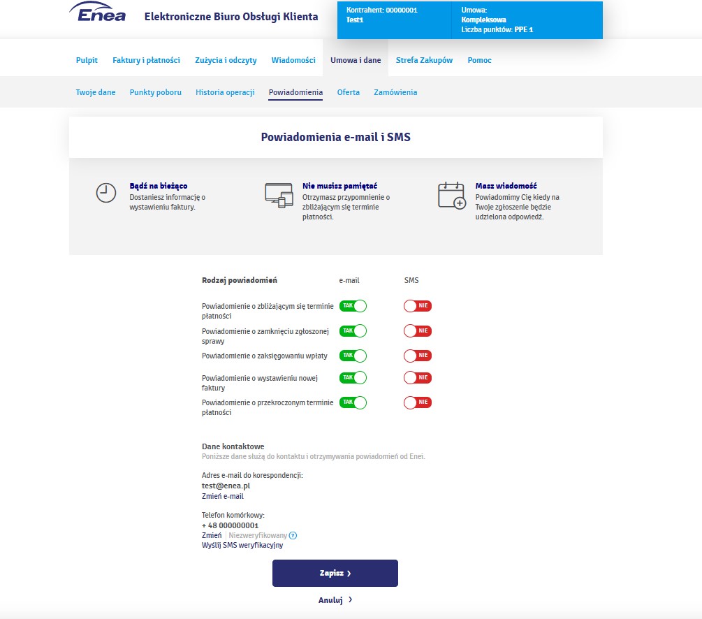 Screenshot z powiadomień ebok