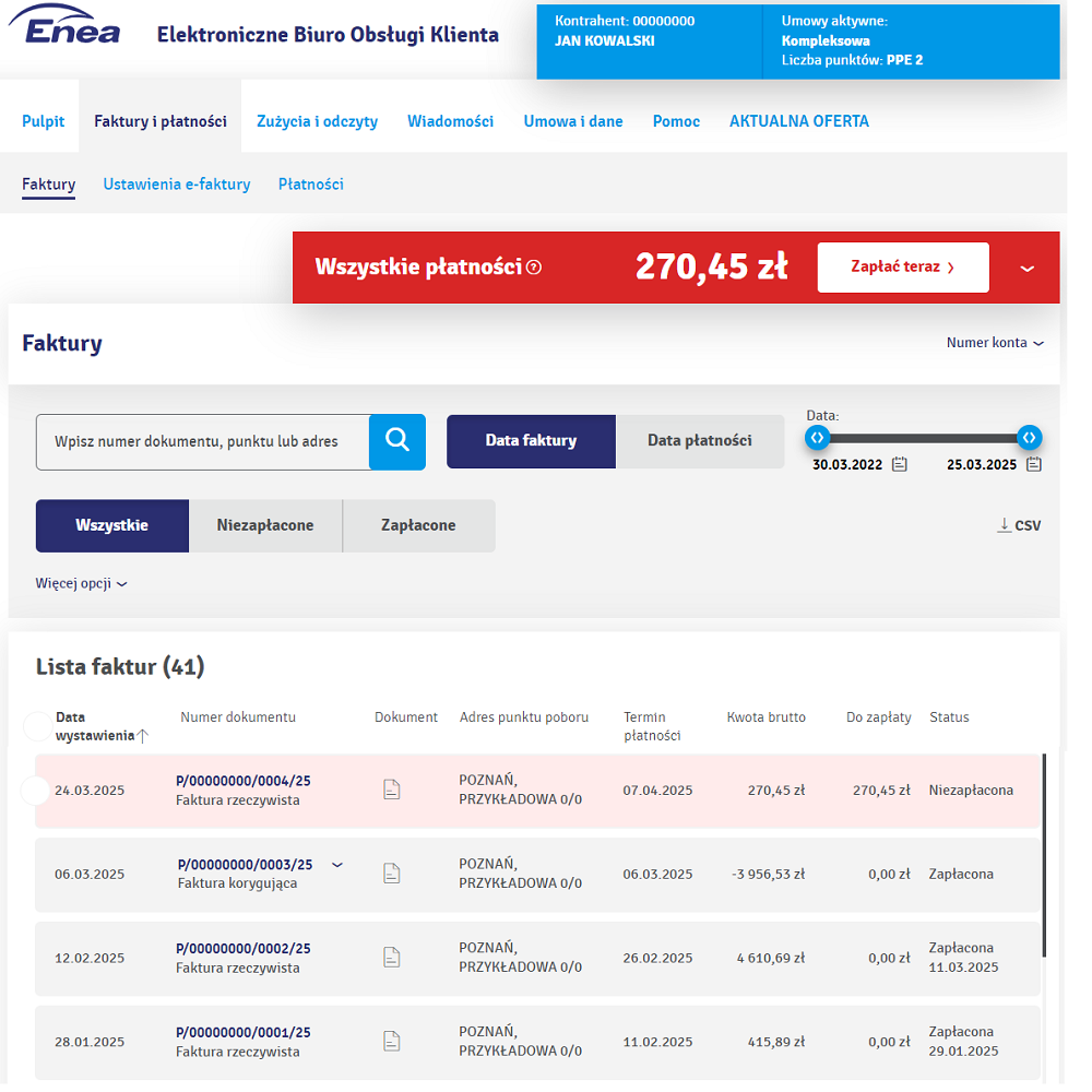 Screen z eBOK Łatwe płatności