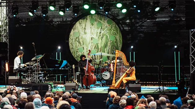 Muzycy grający koncert na scenie