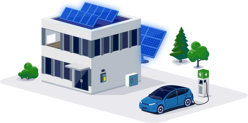 Budynek nowoczesnych rozwiązań - fotowoltaika