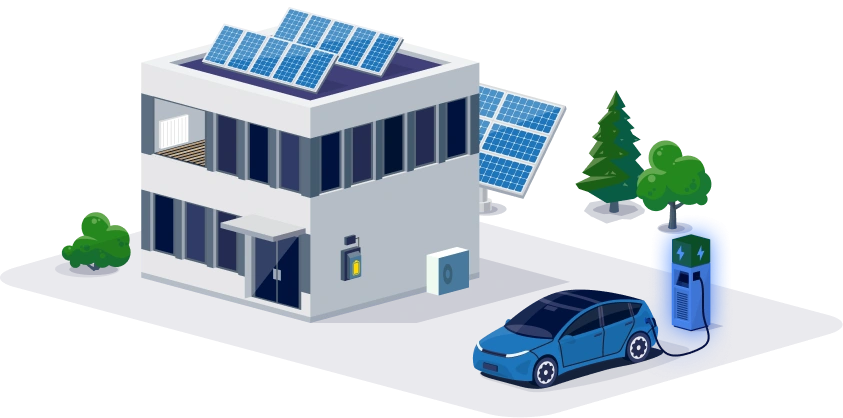 Budynek nowoczesnych rozwiązań - stacja ładowania
