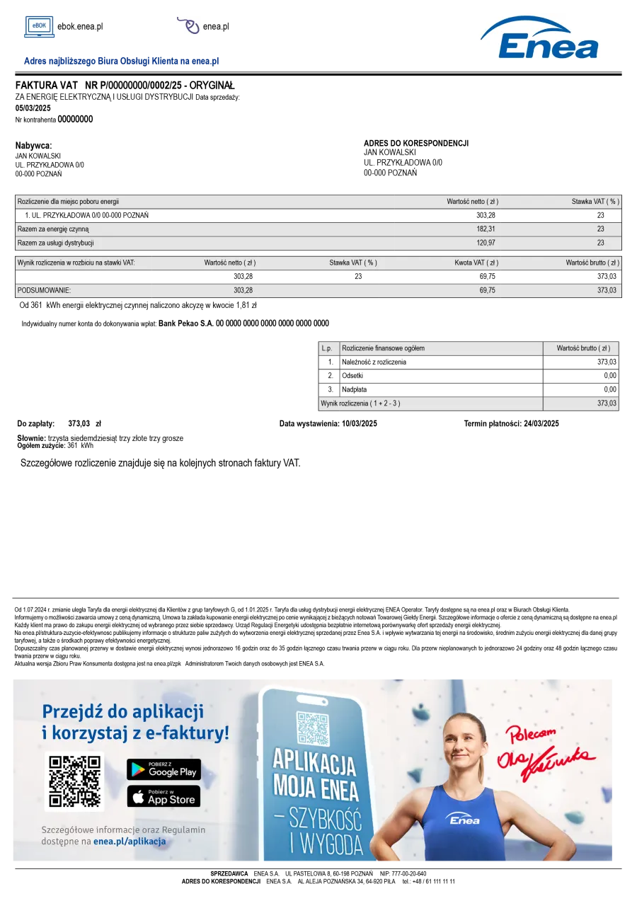 Faktura rzeczywista G11 wzór