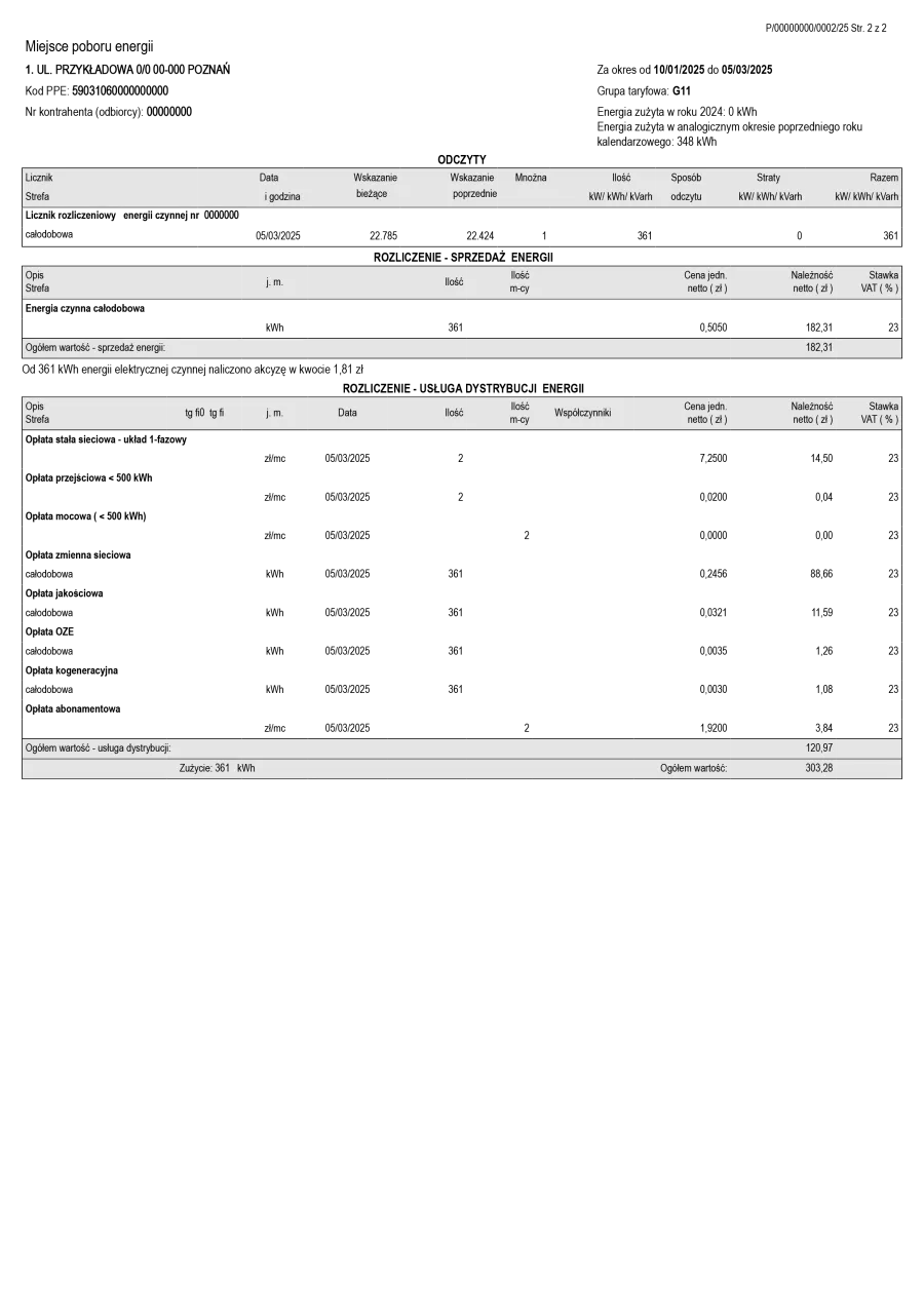 faktura rzeczywista G11 wzór